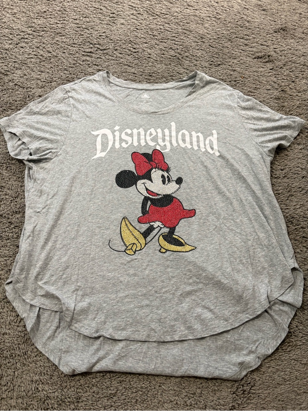 Disney Gray Minnie Mouse Tee with Red Bow & Yellow Shoes